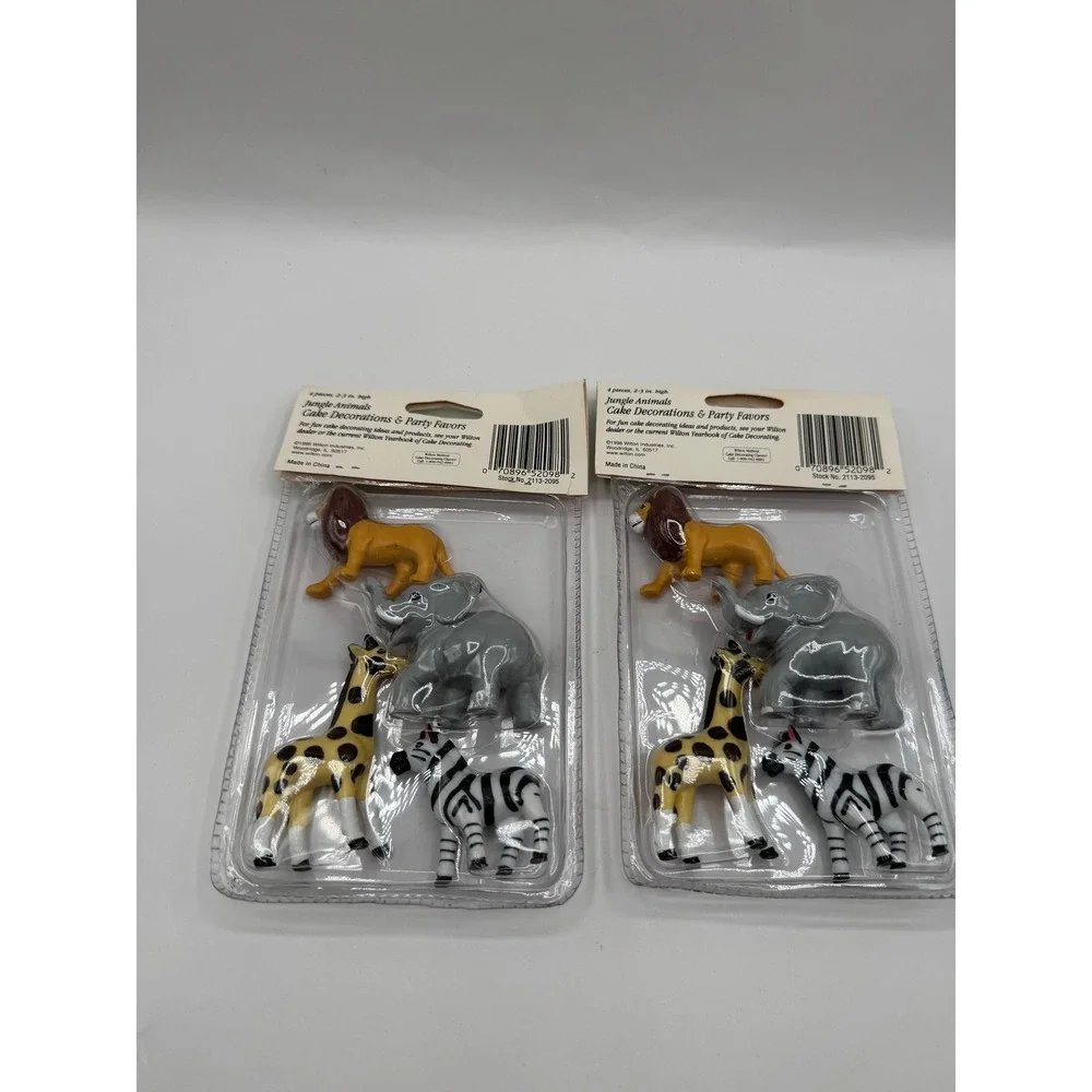 Wilton Jungle Animals Cake Toppers Decor Kids Lot of 2 Vintage 1998 Safari Zoo